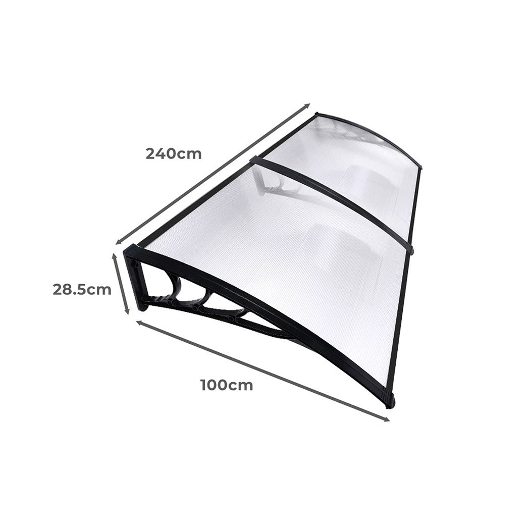 Mountview Window Door Awning Outdoor 1M X 2.4M Transparent 1x2.4M-1954802872516481026