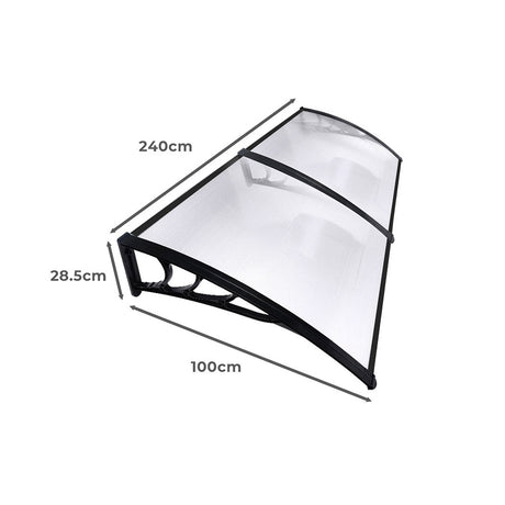 Mountview Window Door Awning Outdoor 1M X 2.4M Transparent 1x2.4M-1954802872516481026