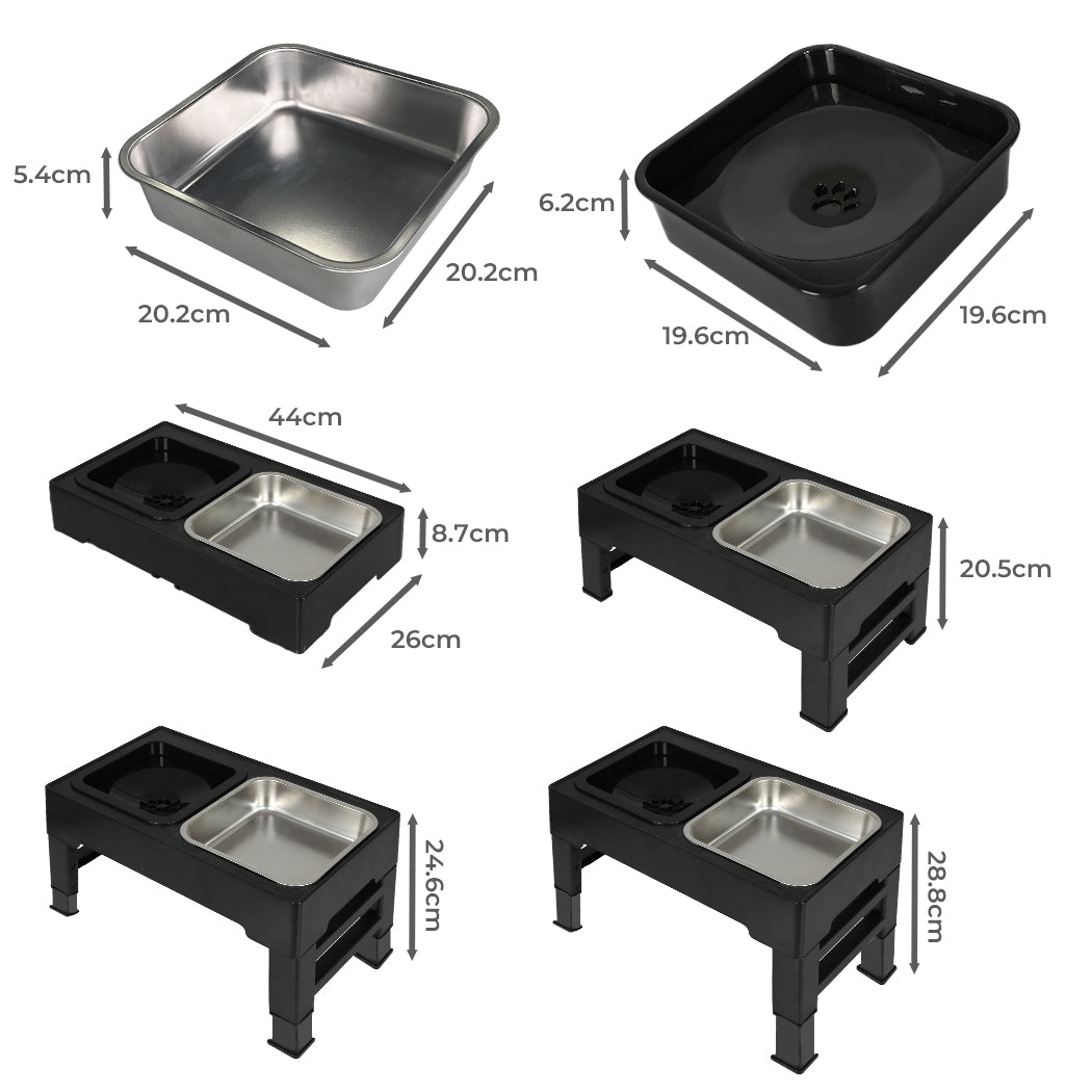 PaWz Elevated Pet Feeder 4 Height Adjustable-1954802562876182530