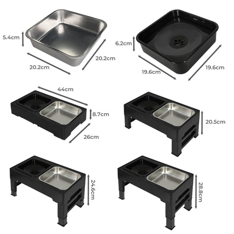 PaWz Elevated Pet Feeder 4 Height Adjustable-1954802562876182530