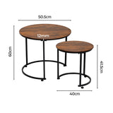 Levede Round Nesting Table Coffee Table Wood Side Table - Front View