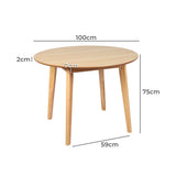 Levede Dining Table Round Rubberwood Base 100cm Natural 100 CM-2018816939933175810