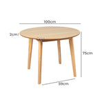 Levede Dining Table Round Rubberwood Base 100cm Natural 100 CM-2018816939933175810