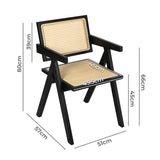 Levede 1x Black Wicker Armchair Dining Chair - Front View