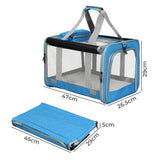 Pawz 3 in 1 Pet Soft Crate Dog Cat Carrier M Size Blue - Front View