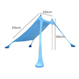 Beach Tent Camping Canopy 2-4 Person Family Sun Shade Shelter 210x210cm Blue - Front View