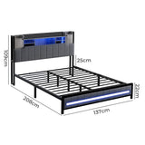 Levede Double Bed Frame with Storage Headboard RGB LED - Front View