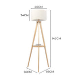 EMITTO Tripod Floor Lamp with Shelf - Front View
