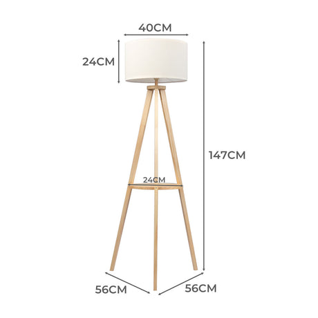 EMITTO Tripod Floor Lamp with Shelf-1954802835845681154