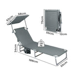 Levede Foldable Lounge Chairs with Canopy Grey-2018816823004368898