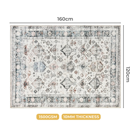 Marlow  Floor Rug Vintage Short Pile Washable Carpet Soft Plush Non Slip 160x120-2018816746949054466