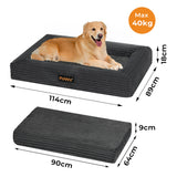 Pawz XXL Size Orthopedic Dog Bed with Corduroy Removable Cover Waterproof Washable Grey - Front View