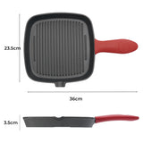 Toque Cast Iron Square Grill Pan with Spouts Cookware - Front View