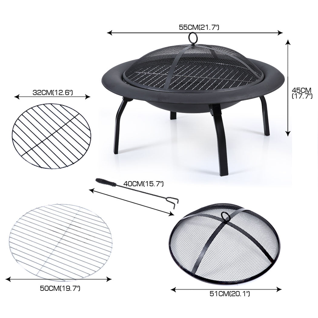 22" Outdoor Fire Pit BBQ Grill Fireplace Small-2018816787604443138