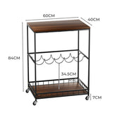 Levede Wooden Bar Cart Drinks Trolley 3 Tire-2018816826137513986