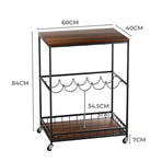 Levede Wooden Bar Cart Drinks Trolley 3 Tire-2018816826137513986
