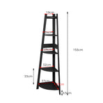 Levede 5 Tier Corner Shelf Wooden Storage Black-2006733234070753282