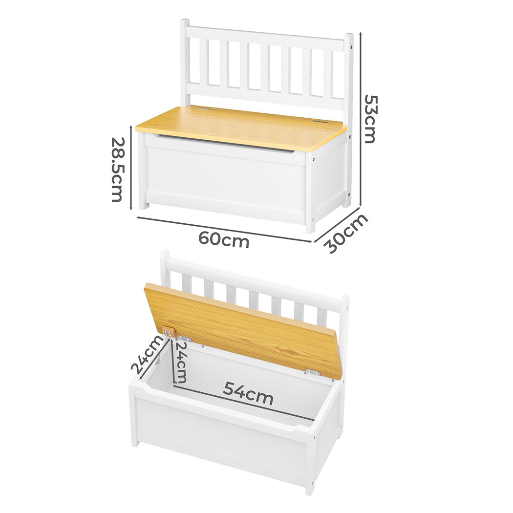 Levede 2-In-1 Kids Toys Storage Bench Box Wooden Chair-1954802485893926914