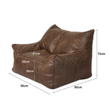 Marlow Bean Bag Chair Cover PU Indoor Dark Brown - Front View