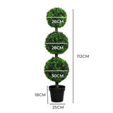 Lambu Artificial Triple Ball Boxwood Trees - Front View