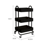 Levede 3 Tiers Kitchen Trolley Cart Black-2018816732868775938