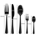 Stainless Steel Cutlery Set Travel Knife Black - Front View