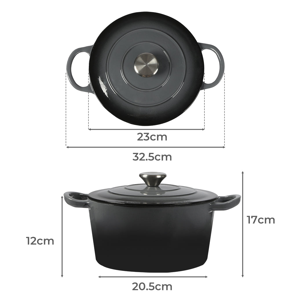 TOQUE 4L Enamel Dutch Oven Pot in Black Colour-2018816771812888578