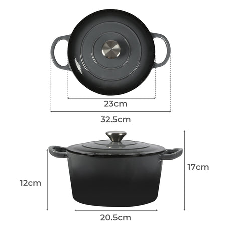 TOQUE 4L Enamel Dutch Oven Pot in Black Colour-2018816771812888578