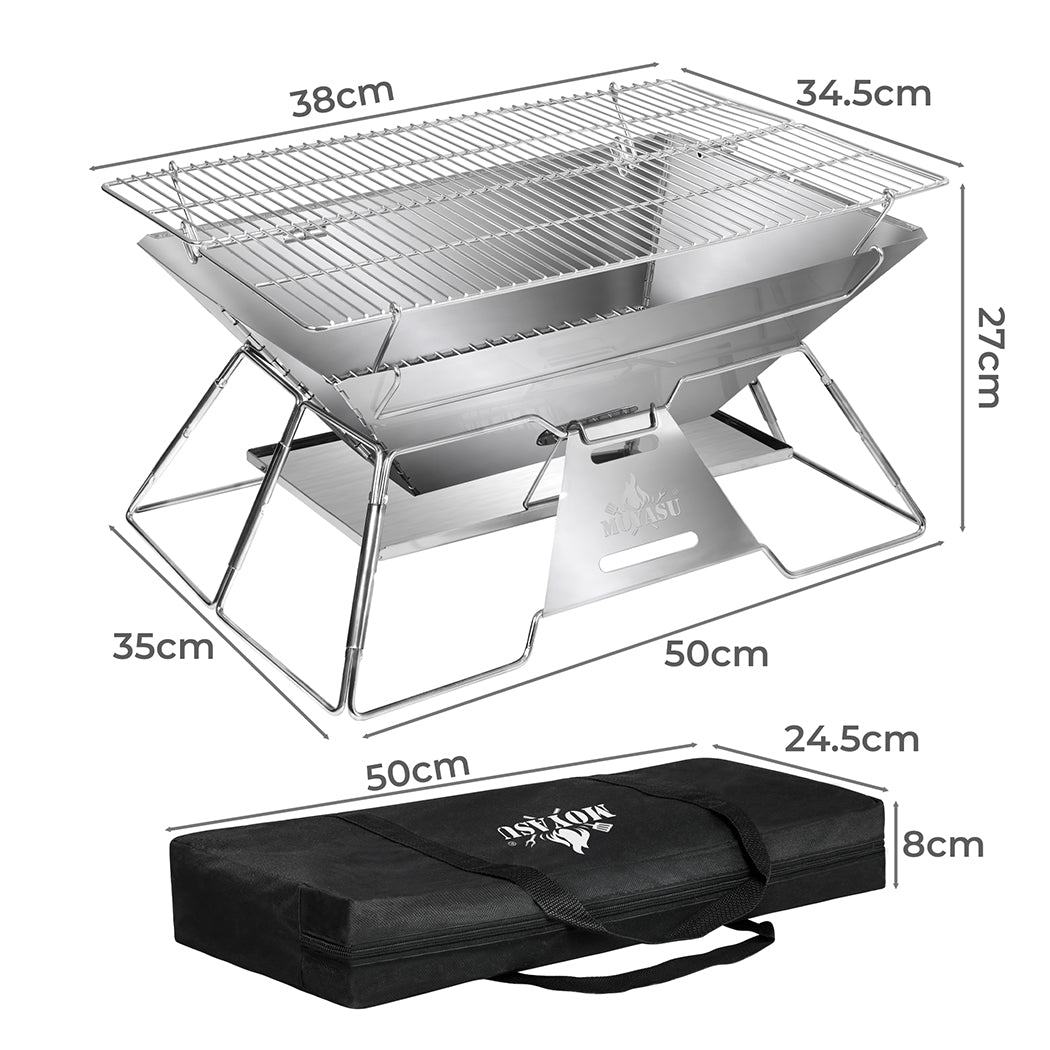 Levede Portable Folding BBQ Charcoal Grill Silver-2006732907665821698