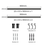 Marlow Black Curtain Rod Steel Quiet Rail Pole Pommel Set Extendable - Front View