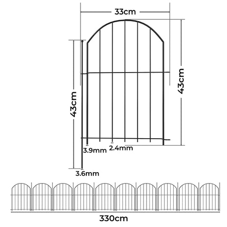 Mountview 10 Pcs Garden Fence Border Rustproof Metal-2006733423007371266