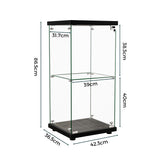 Stacked Display Cabinet Collection Storage Tempered Glass 2 Tier With Lock Black-2018816906798174210