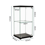 Stacked Display Cabinet Collection Storage Tempered Glass 2 Tier With Lock Black-2018816906798174210