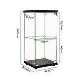 Stacked Display Cabinet Collection Storage Tempered Glass 2 Tier With Lock Black - Front View