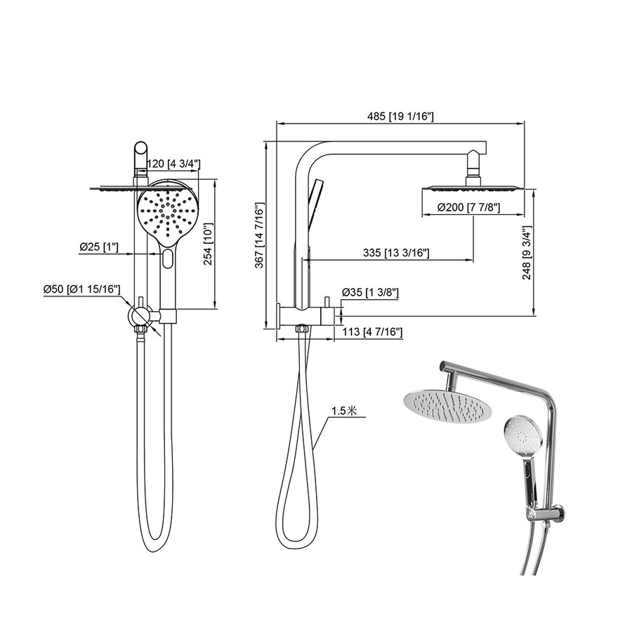 Shower Head High Pressure Set Rain Round Silver-2018816876871815170