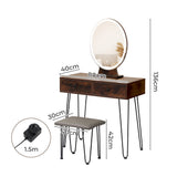 Levede Dressing Table LED Light Strip Brown - Front View