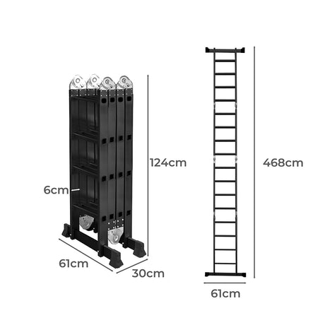 Traderight Multi Purpose Ladder Aluminium 4.7Meter-2006733177724473346