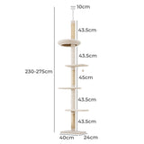 Pawz Cat Tree Tower Scratching Post Scratcher 230-275cm - Front View