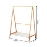 Levede Clothes Rack Wooden Wardrobe Natural - Front View