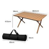 Levede Folding Camping Table Portable Oak - Front View