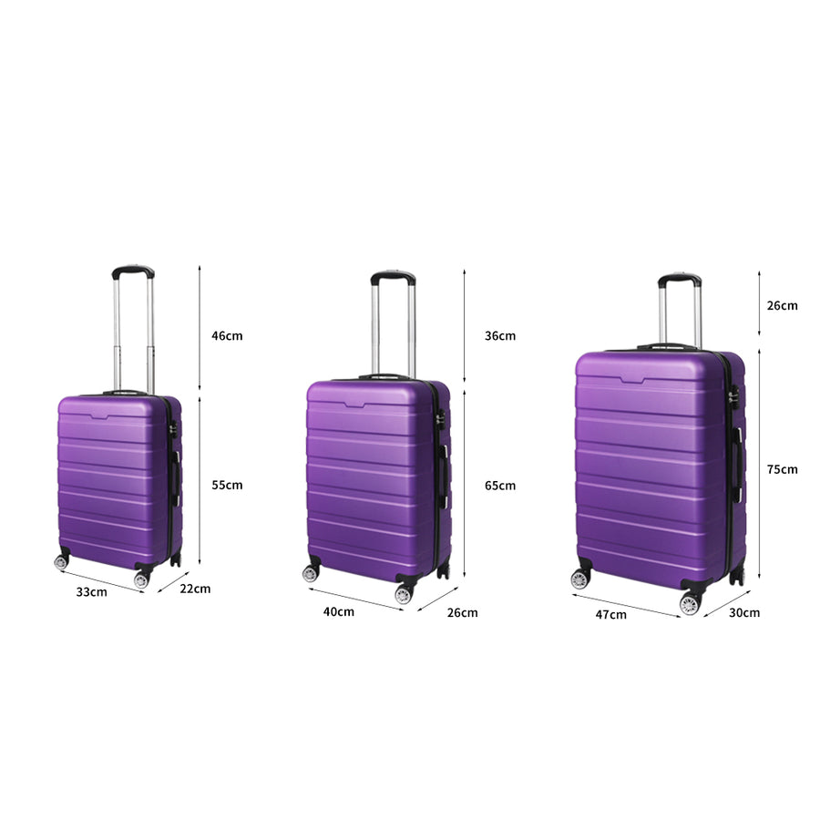 Slimbridge 3PC Luggage sets Suitcase Purple-2018816890184536066