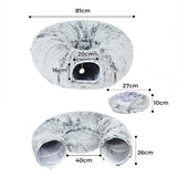 Pawz Cat Tunnel Foldable Fluffy Plush Play Tube Grey - Front View
