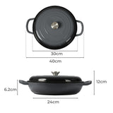 3.5L Enamel Dutch Oven Pan in Black Colour - Front View