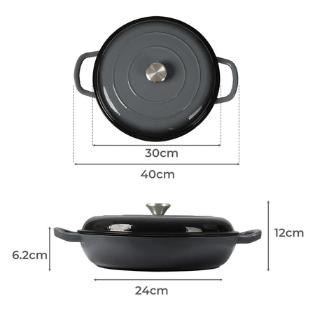 3.5L Enamel Dutch Oven Pan in Black Colour-1954802796293394434