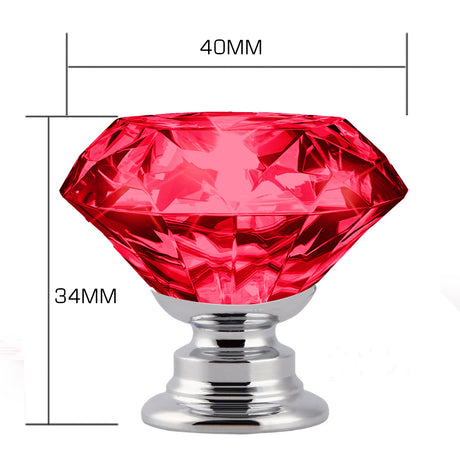 16 Pcs Red Crystal Knobs Diamond 40mm Large Red-2018816678120525826