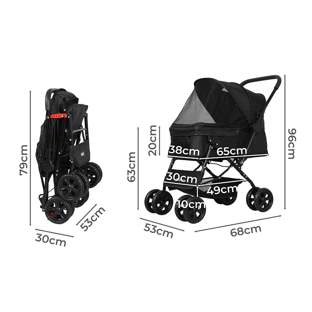 PaWz Pet Stroller Dog Cat Carrier Foldable Black-2006733031766888450