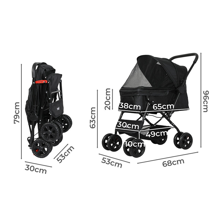 PaWz Pet Stroller Dog Cat Carrier Foldable Black-2006733031766888450