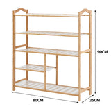 Levede Bamboo Shoe Rack Storage Wooden - Front View