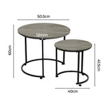 Levede Round Nesting Table Coffee Table Wood Side Table-2006732776656736258