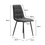 Levede 8x Dining Chairs Kitchen Velvet Grey - Front View